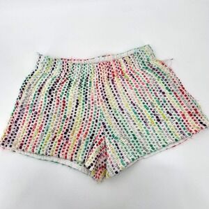 Judith March Tweed Shorts Womens Small Rainbow Stripe Pull On Summer Beach